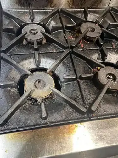 Kitchen hob before cleaning