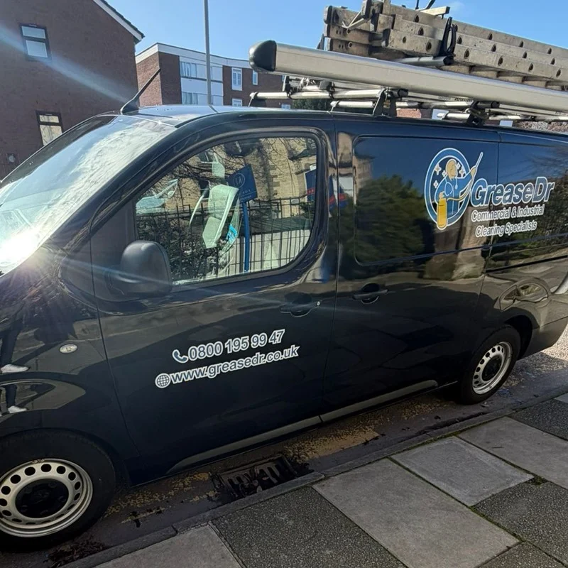 Grease Dr van on the way to a commercial kitchen deep clean